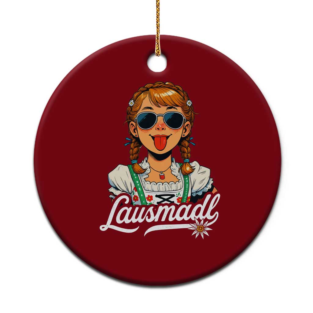 Funny Lausmadl Oktoberfest Ceramic Ornament Bavarian Girl with Braids Sunnies and Sass TS02 1pc Red Print Your Wear