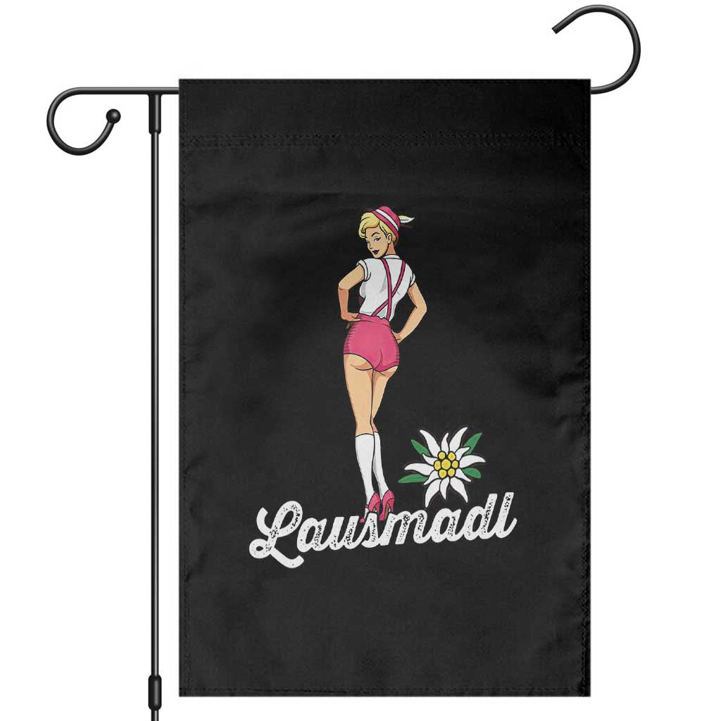 Retro Bavarian Pin Up Girl Lausmadl Garden Flag Oktoberfest Edelweiss Flower TS02 Black Print Your Wear