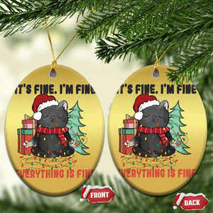 Christmas Black Cat Christmas Ornament It's Fine I'm Fine Everything Is Fine Xmas Light Funny TS02 Oval Gold Print Your Wear