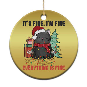 Christmas Black Cat Christmas Ornament It's Fine I'm Fine Everything Is Fine Xmas Light Funny TS02 Print Your Wear