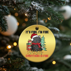 Christmas Black Cat Christmas Ornament It's Fine I'm Fine Everything Is Fine Xmas Light Funny TS02 Print Your Wear