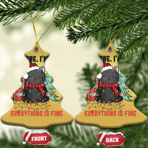 Christmas Black Cat Christmas Ornament It's Fine I'm Fine Everything Is Fine Xmas Light Funny TS02 Christmas Tree Gold Print Your Wear