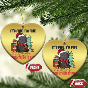 Christmas Black Cat Christmas Ornament It's Fine I'm Fine Everything Is Fine Xmas Light Funny TS02 Heart Gold Print Your Wear