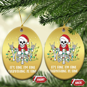 Christmas Skeleton Christmas Ornament It's Fine I'm Fine Everything Is Fine Xmas Light Funny TS02 Oval Gold Print Your Wear