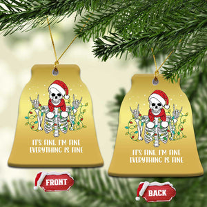 Christmas Skeleton Christmas Ornament It's Fine I'm Fine Everything Is Fine Xmas Light Funny TS02 Bell Flake Gold Print Your Wear