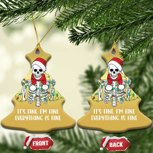 Christmas Skeleton Christmas Ornament It's Fine I'm Fine Everything Is Fine Xmas Light Funny TS02 Christmas Tree Gold Print Your Wear