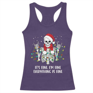Christmas Skeleton Racerback Tank Top It's Fine I'm Fine Everything Is Fine Xmas Light Funny TS02 Purple Print Your Wear