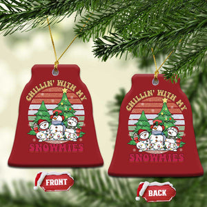 Chrismas Snowman Christmas Ornament Chillin' With My Snowmies Retro Xmas Vibe TS02 Bell Flake Red Print Your Wear