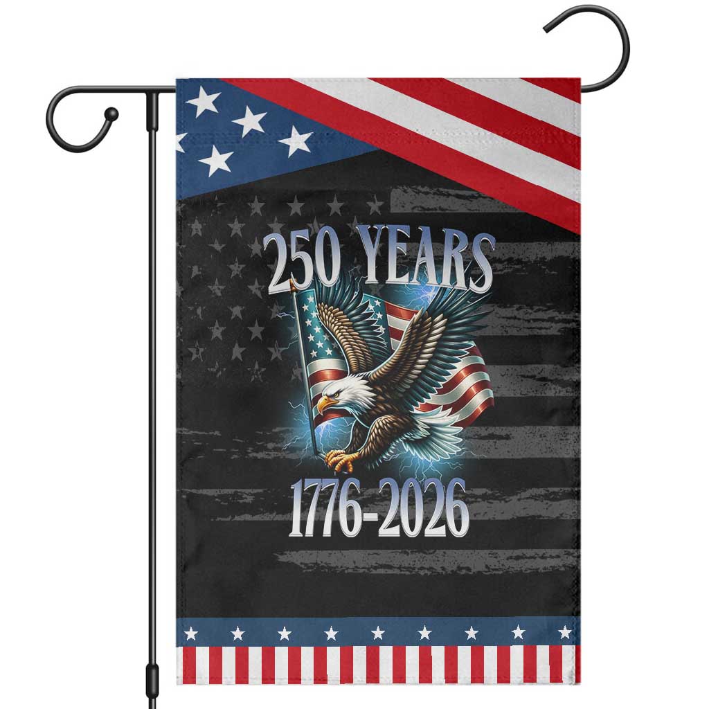 250 Years of American Freedom Garden Flag Bald Eagle USA Flag 1776 to 2026 Patriotic TS02 Distressed Black Blue Print Your Wear