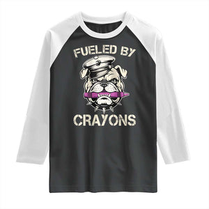Fueled by Crayons Bulldog Raglan Shirt Funny Military Crayon Eater Gift for Veterans TS02 Black White Print Your Wear