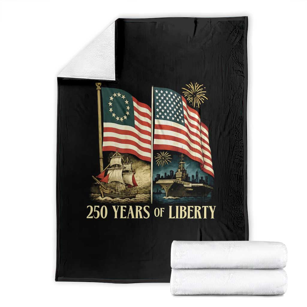 250 Years of Liberty Throw Blanket US 250th Anniversary Semiquincentennial 2026 Patriotic TS02 Black Print Your Wear