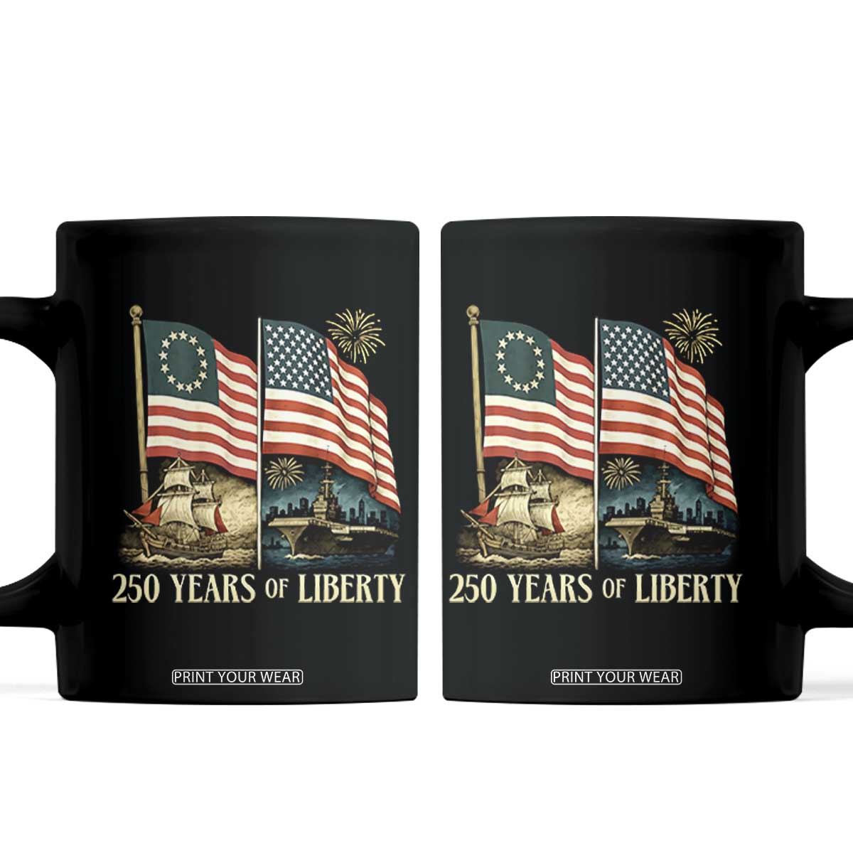 250 Years of Liberty Coffee Mug US 250th Anniversary Semiquincentennial 2026 Patriotic TS02 Black Print Your Wear