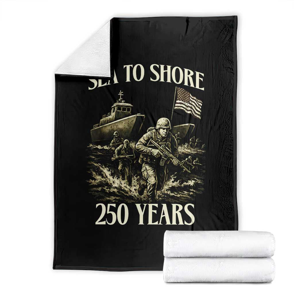 Military Navy 250th Anniversary Throw Blanket Sea To Shore 250 Years TS02 Black Print Your Wear