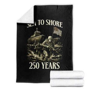 Military Navy 250th Anniversary Throw Blanket Sea To Shore 250 Years TS02 Black Print Your Wear