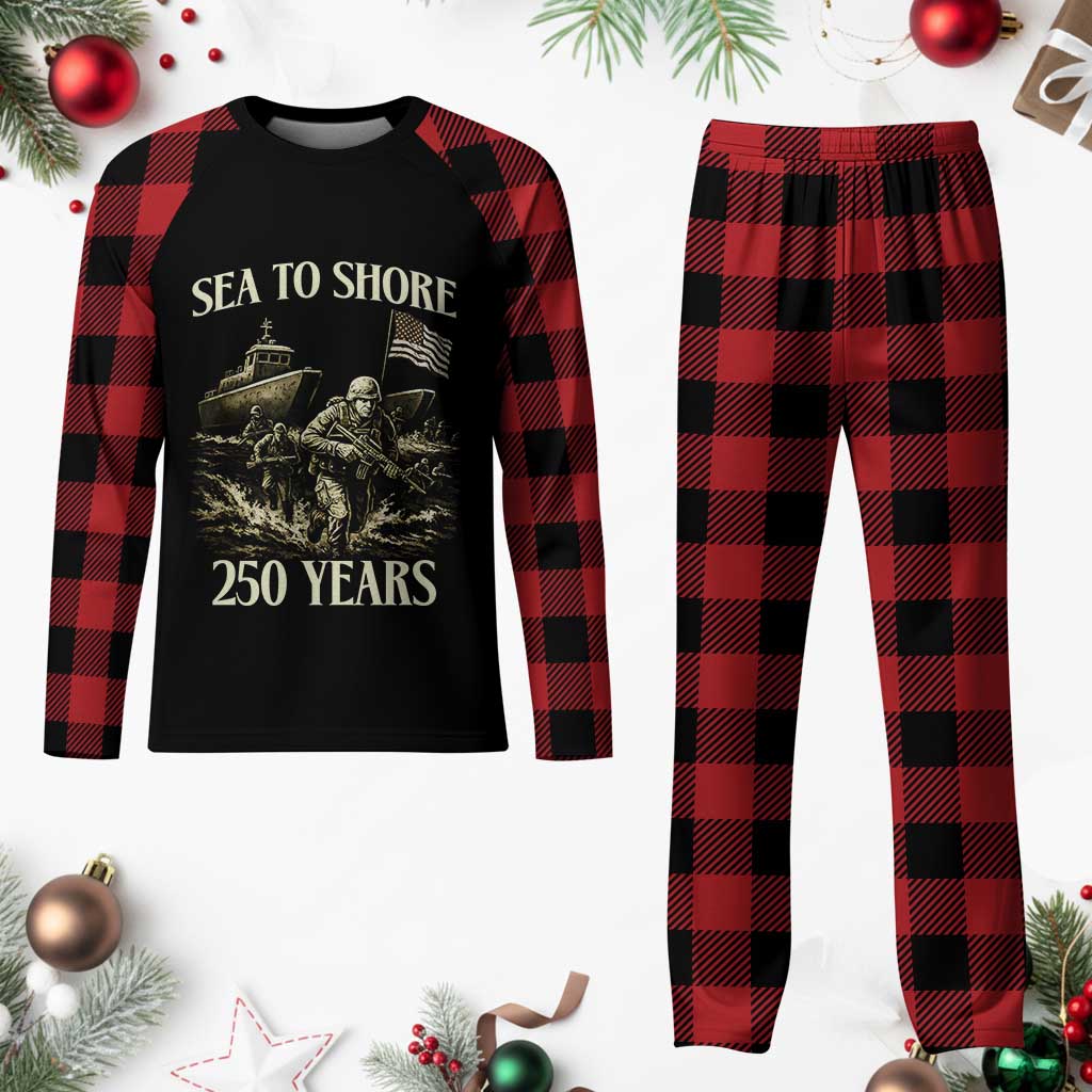 Military Navy 250th Anniversary Plaid Pajama Set Sea To Shore 250 Years TS02 Buffalo Plaid Print Your Wear