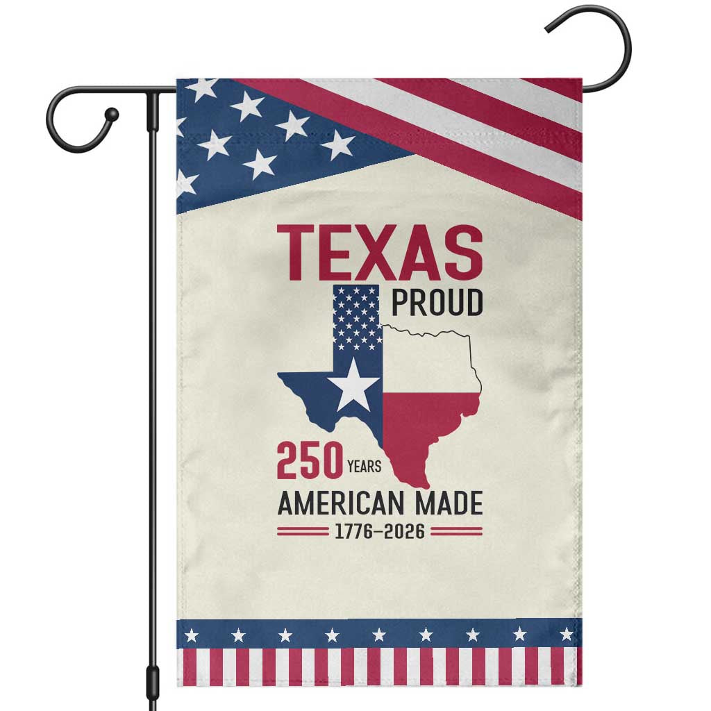 Texas Proud 250 Years Garden Flag American Made 1776 to 2026 Semiquincentennial TS02 Modern Beige Blue Print Your Wear