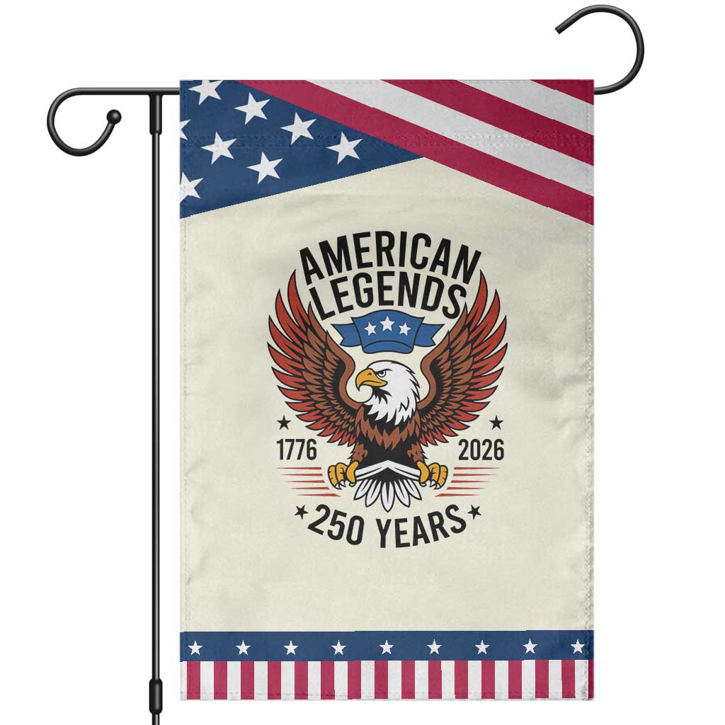 American Legends Eagle Garden Flag 250 Years Patriotic Heritage 1776 to 2026 Semiquincentennial TS02 Modern Beige Blue Print Your Wear
