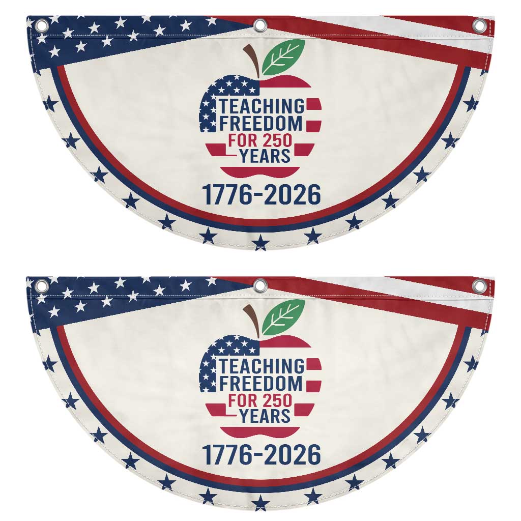 Teaching Freedom for 250 Years Patriotic Fan Flag Teacher Tee 1776 to 2026 Semiquincentennial TS02 2pcs pack Classic Beige Print Your Wear