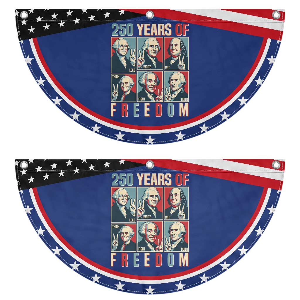 Founding Fathers 250 Years of Freedom Patriotic Fan Flag Pop Art Style Semiquincentennial 2026 TS02 2pcs pack Classic Navy Print Your Wear