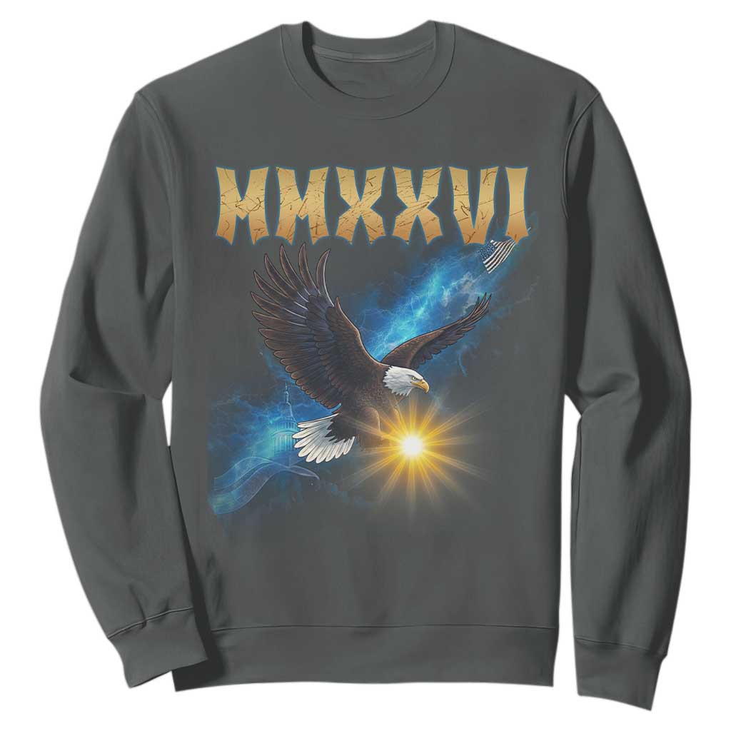 MMXXVI 2026 Eagle Sweatshirt Epic Patriotic Capitol Flag USA 250th Anniversary TS02 Dark Heather Print Your Wear