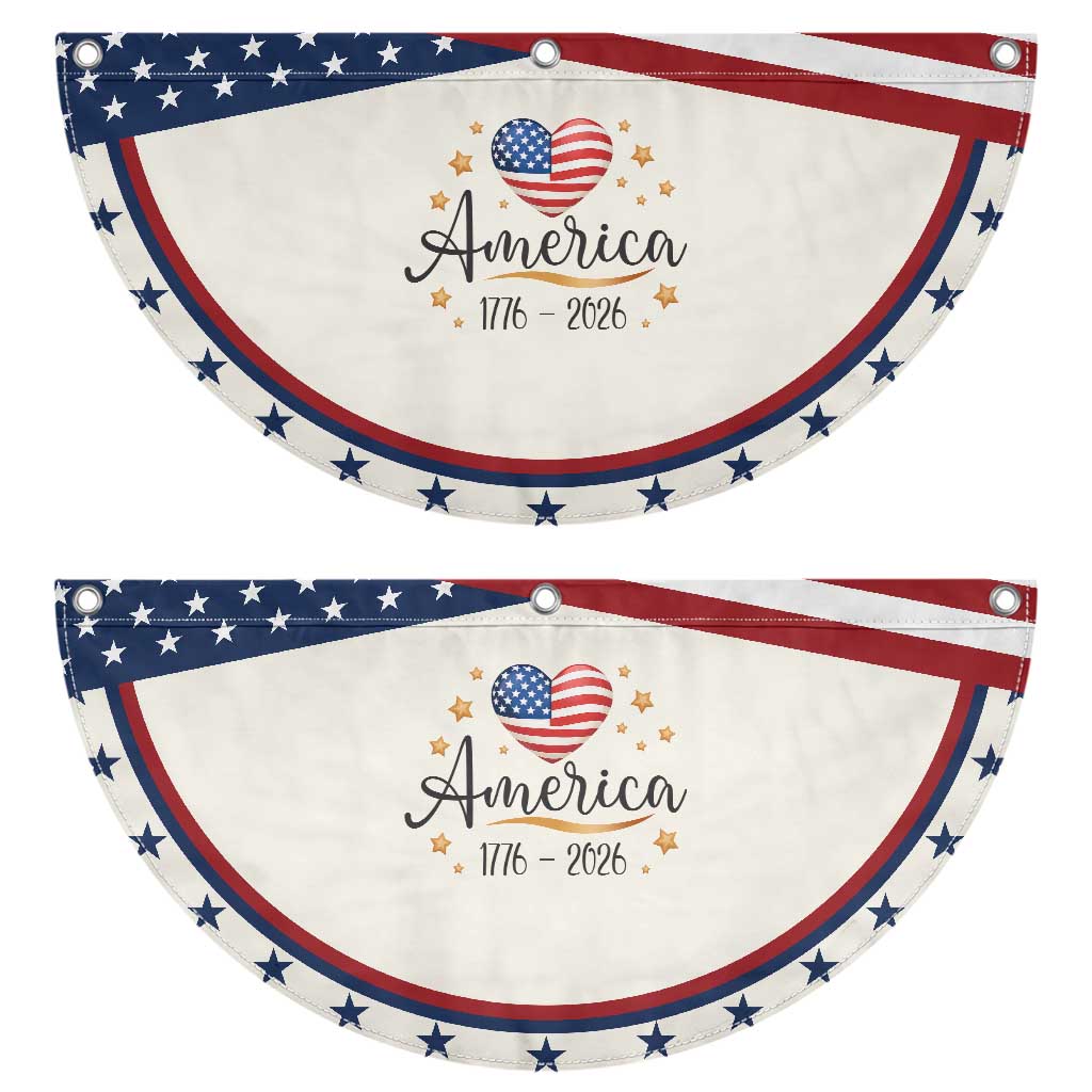 America Heart 250 Years Patriotic Fan Flag US Semiquincentennial Cute 1776 to 2026 TS02 2pcs pack Classic Beige Print Your Wear