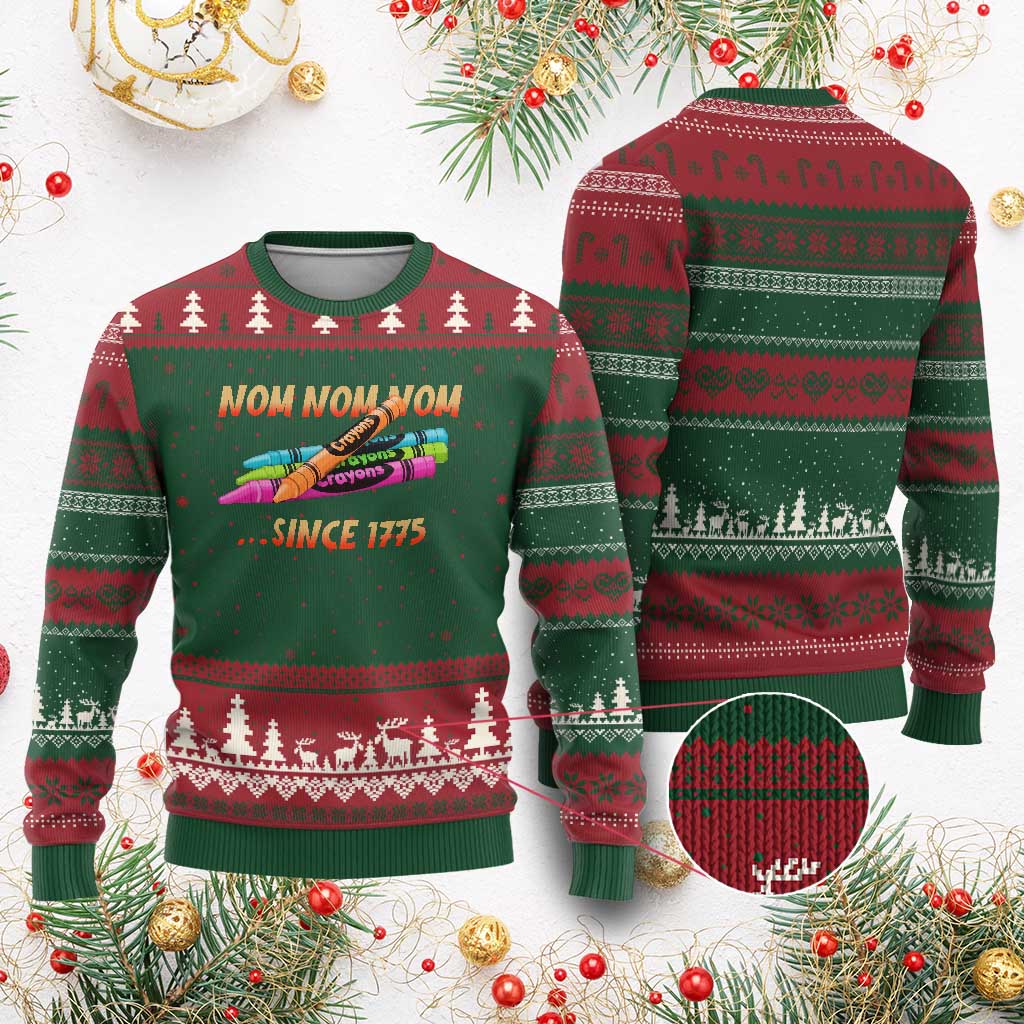 Nom Nom Nom Crayons Ugly Christmas Sweater Since 1775 Funny Military Joke Veterans TS02 Red Green Print Your Wear