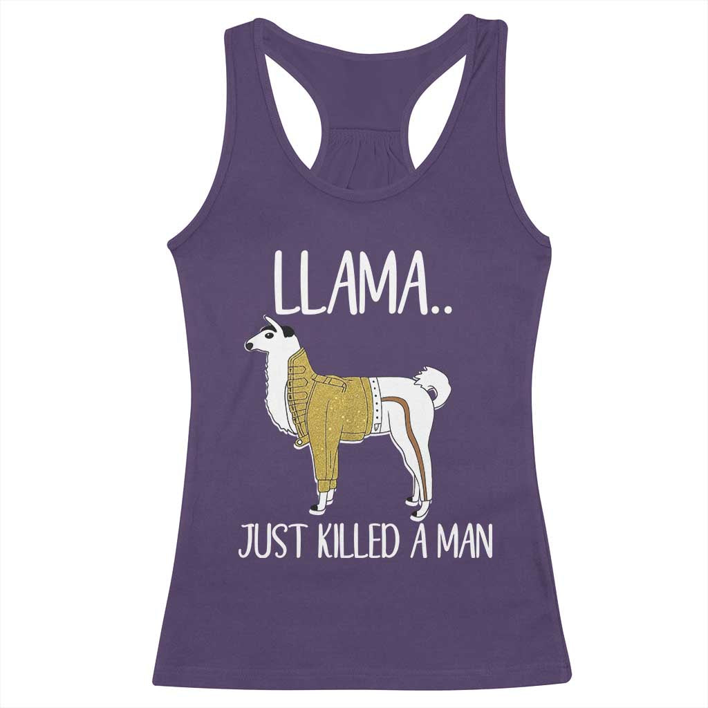 Funny Llama Just Killed a Man Racerback Tank Top Animal Pun Internet Meme TS02 Purple Print Your Wear