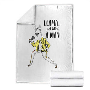 Funny Llama Just Killed a Man Throw Blanket Singing Animal Pun Internet Meme TS02 Black Print Your Wear