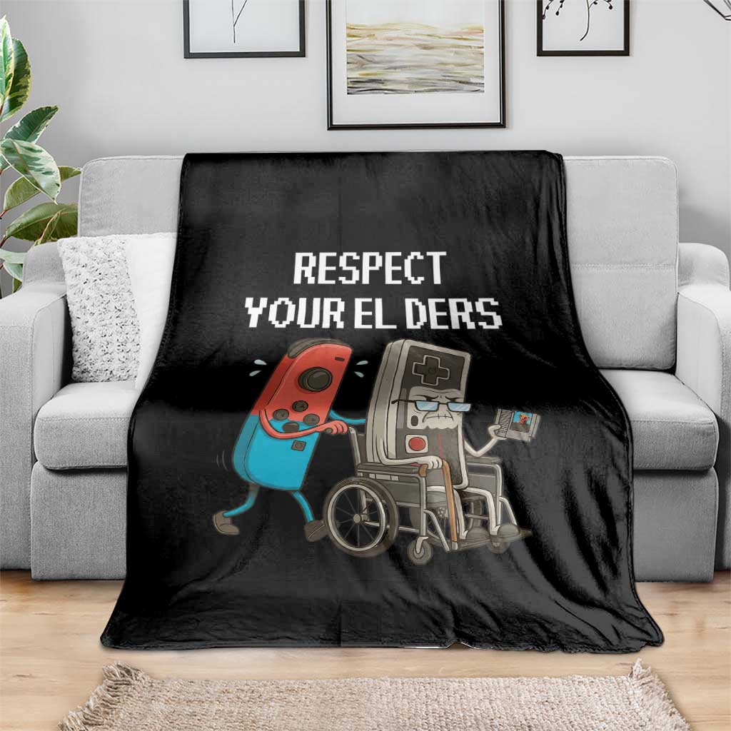 Respect Your Elders Retro Gaming Meme Throw Blanket Funny Gamer Controller 80s TS02 Print Your Wear