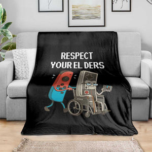 Respect Your Elders Retro Gaming Meme Throw Blanket Funny Gamer Controller 80s TS02 Print Your Wear