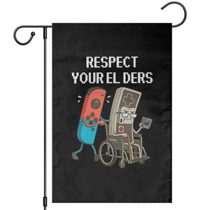 Respect Your Elders Retro Gaming Meme Garden Flag Funny Gamer Controller 80s TS02 Black Print Your Wear
