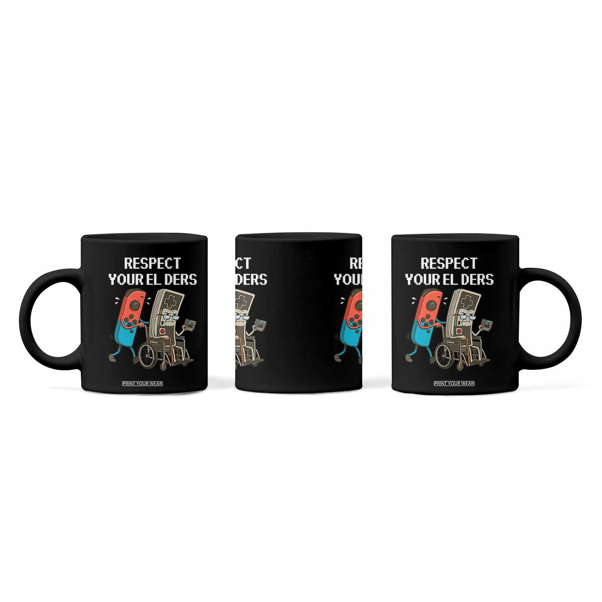 Respect Your Elders Retro Gaming Meme Coffee Mug Funny Gamer Controller 80s TS02 Print Your Wear