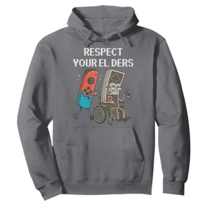 Respect Your Elders Retro Gaming Meme Hoodie Funny Gamer Controller 80s TS02 Charcoal Print Your Wear