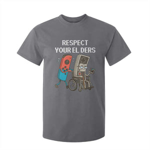 Respect Your Elders Retro Gaming Meme T Shirt For Kid Funny Gamer Controller 80s TS02 Charcoal Print Your Wear