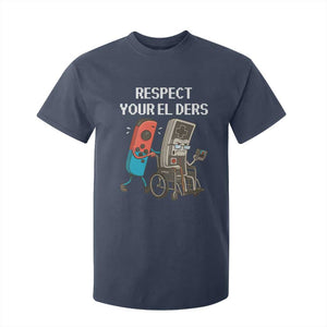 Respect Your Elders Retro Gaming Meme T Shirt For Kid Funny Gamer Controller 80s TS02 Navy Print Your Wear