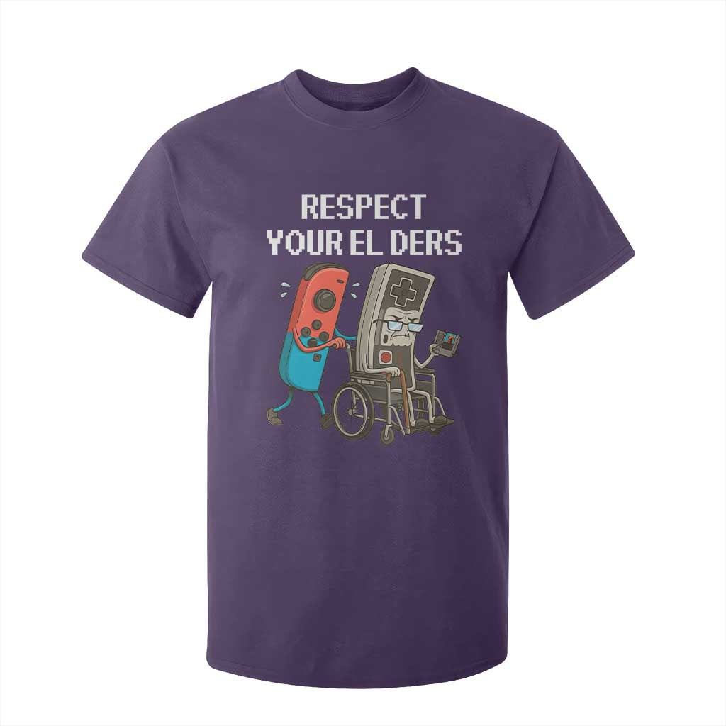 Respect Your Elders Retro Gaming Meme T Shirt For Kid Funny Gamer Controller 80s TS02 Purple Print Your Wear