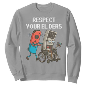 Respect Your Elders Retro Gaming Meme Sweatshirt Funny Gamer Controller 80s TS02 Sport Gray Print Your Wear