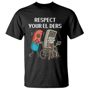 Respect Your Elders Retro Gaming Meme T Shirt Funny Gamer Controller 80s TS02 Black Print Your Wear