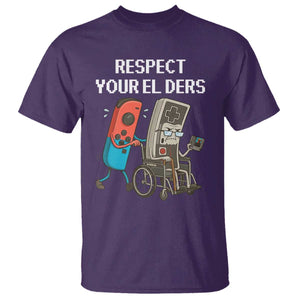 Respect Your Elders Retro Gaming Meme T Shirt Funny Gamer Controller 80s TS02 Purple Print Your Wear