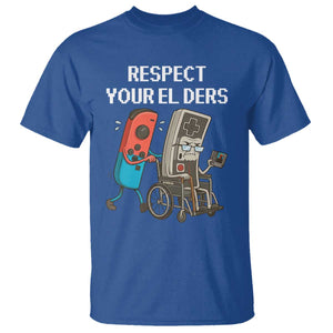 Respect Your Elders Retro Gaming Meme T Shirt Funny Gamer Controller 80s TS02 Royal Blue Print Your Wear