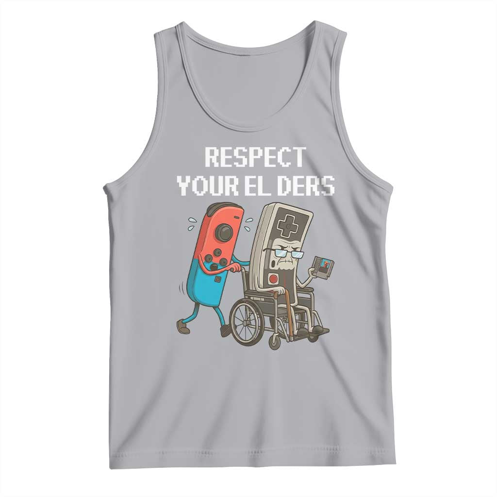 Respect Your Elders Retro Gaming Meme Tank Top Funny Gamer Controller 80s TS02 Athletic Heather Print Your Wear