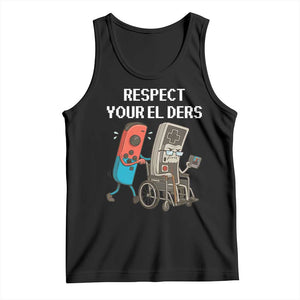 Respect Your Elders Retro Gaming Meme Tank Top Funny Gamer Controller 80s TS02 Black Print Your Wear