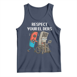 Respect Your Elders Retro Gaming Meme Tank Top Funny Gamer Controller 80s TS02 Navy Print Your Wear