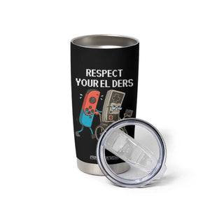 Respect Your Elders Retro Gaming Meme Tumbler Cup Funny Gamer Controller 80s TS02 Print Your Wear