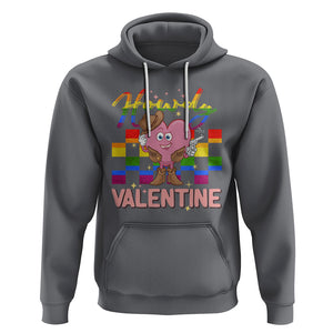 LGBT Valentine Hoodie Howdy Valentine Funny Retro Western Cowboy Heart Pride Flag TS02 Charcoal Printyourwear