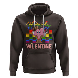 LGBT Valentine Hoodie Howdy Valentine Funny Retro Western Cowboy Heart Pride Flag TS02 Dark Chocolate Printyourwear