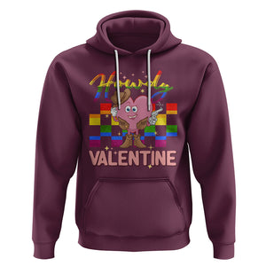 LGBT Valentine Hoodie Howdy Valentine Funny Retro Western Cowboy Heart Pride Flag TS02 Maroon Printyourwear