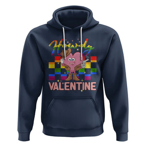 LGBT Valentine Hoodie Howdy Valentine Funny Retro Western Cowboy Heart Pride Flag TS02 Navy Printyourwear