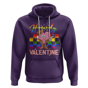 LGBT Valentine Hoodie Howdy Valentine Funny Retro Western Cowboy Heart Pride Flag TS02 Purple Printyourwear