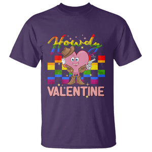 LGBT Valentine T Shirt Howdy Valentine Funny Retro Western Cowboy Heart Pride Flag TS02 Purple Printyourwear